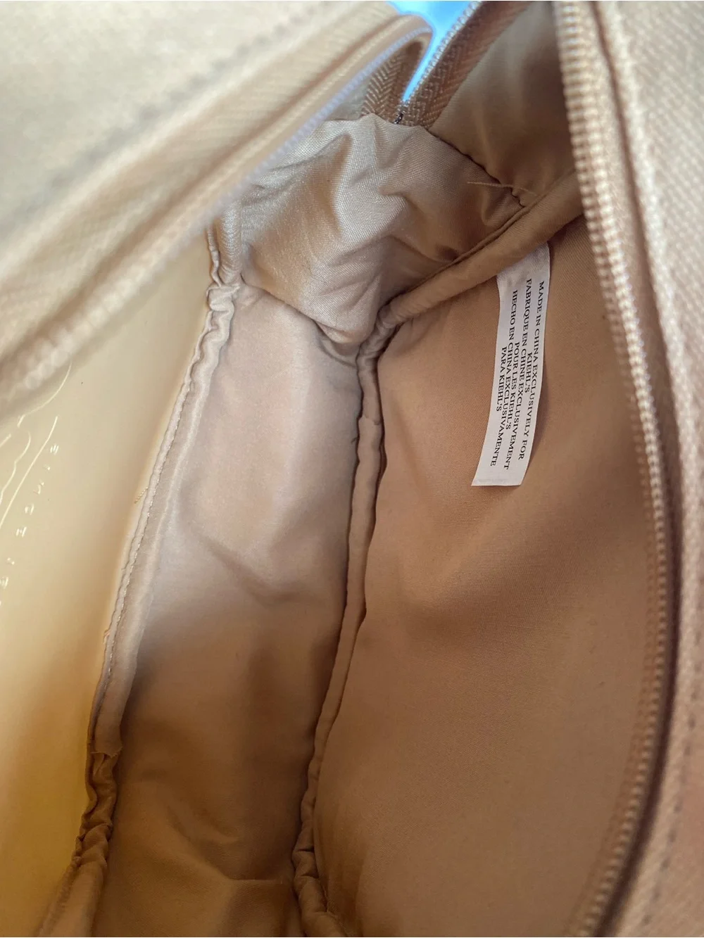 Kiehl's Peach Tan Shiny Vinyl Cosmetic Pouch